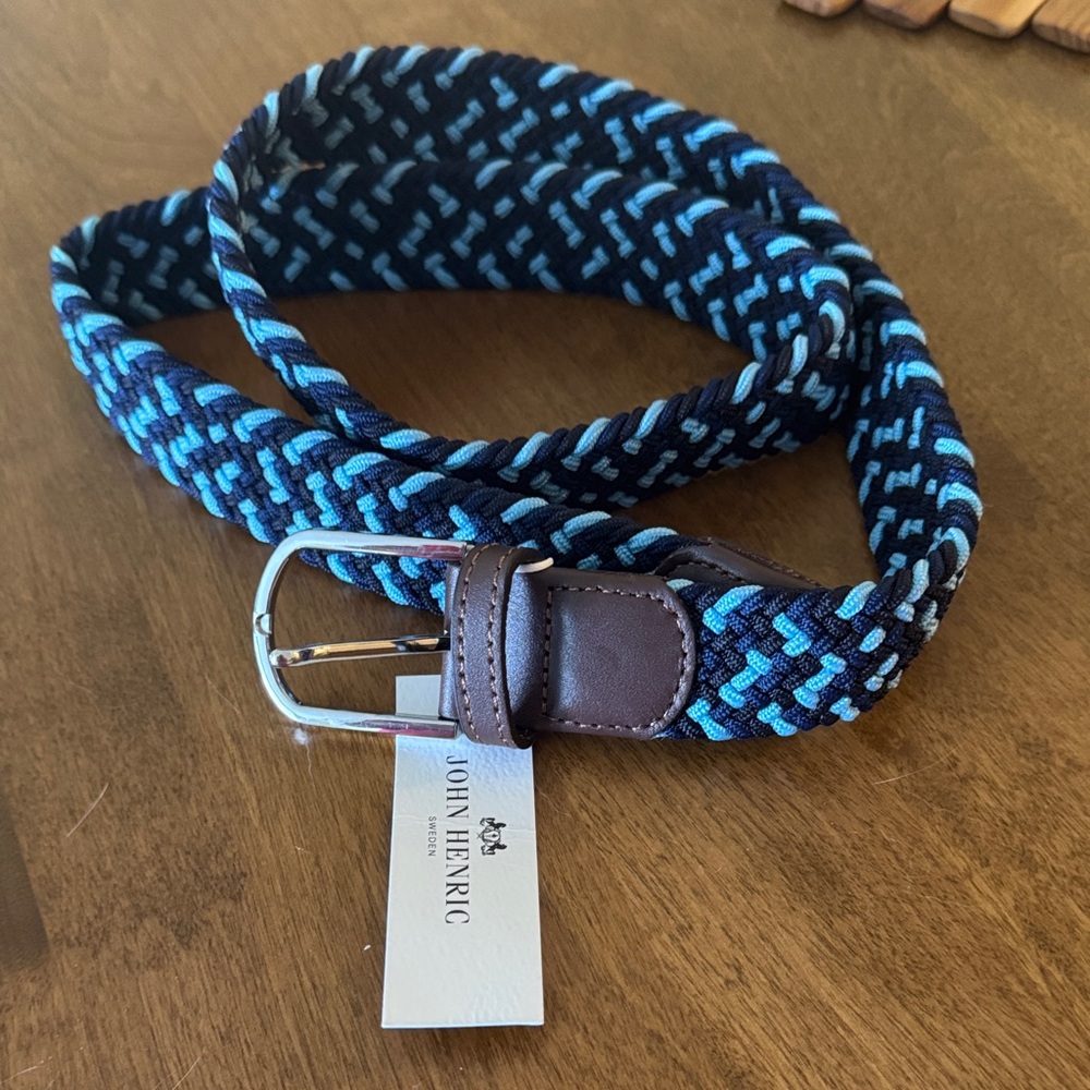 Navy & Teal Braided Elastic Belt